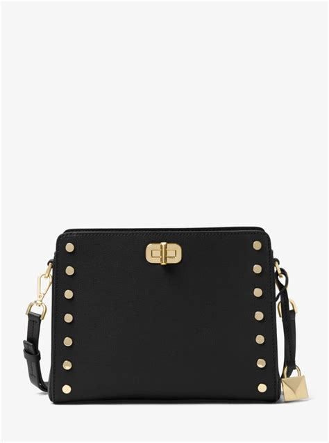 michael michael kors sylvie stud leather messenger bag|Michael Kors Sylvie Stud Medium Messenger Bag.